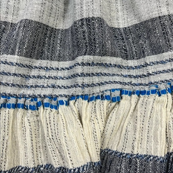 Free People All Lined Up Blue Multi Striped Puff Sleeve Mini Dress XS - Picture 5 of 12